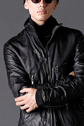 Details and styling of The Viridi-anne goat leather jacket