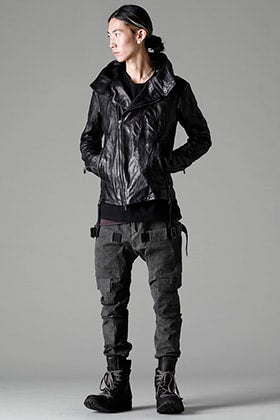 D.HYGEN 22-23AW ホースレザーフーデッドWライダースジャケット スタイリング