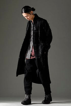 D.HYGEN 22-23AW Destroyed Random Stripe Coat Layered Style