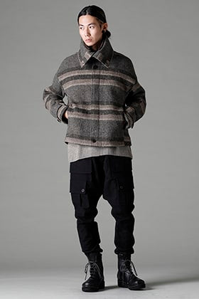 DEVOA 22-23AW High neck jacket striped wool styling