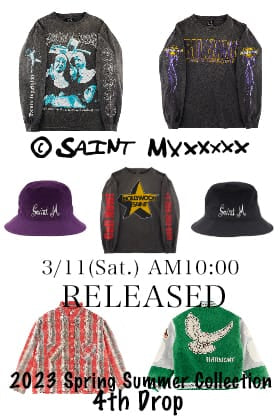 [Release notice] ©️SAINT M×××××× 2023SS Collection 4th Delivery March 11(Sat.) from 10:00 a.m. JST!