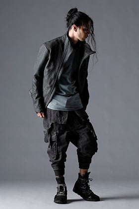 D.HYGEN 23SS Shrink Sheep High Neck Leather Jacket