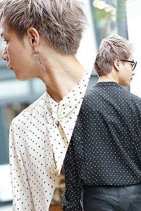 GalaabenD 19AW Chiffon star print tie neck shirt Style