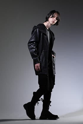 JULIUS 2023SS All Black Coated Hoodie Styling