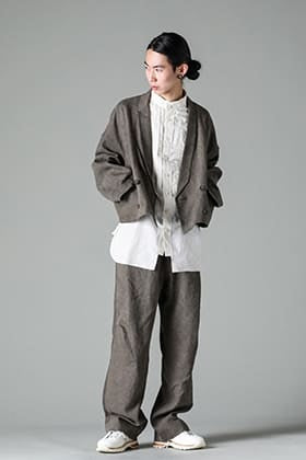 ZIGGY CHEN 23 SS: Double breasted Kimono jacket set up styling