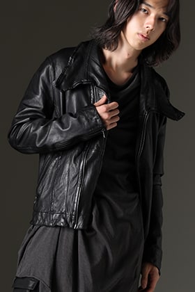 JULIUS 2023-24AW Jut Neck W Leather Jacket Styling