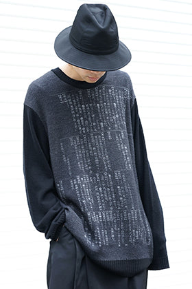 Yohji Yamamoto 19-20AW Dictionary print 7G Knit Top Style