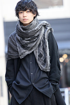 DEVOA Patchwork Coat and Scarf Combination Style