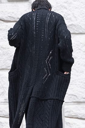 Yohji Yamamoto 19-20AW Style featuring a knitted coat