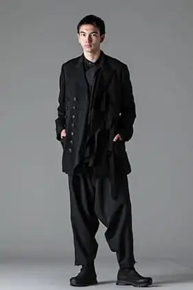 Yohji Yamamoto 23-24AW Stand Collar Belted Double Jacket Style