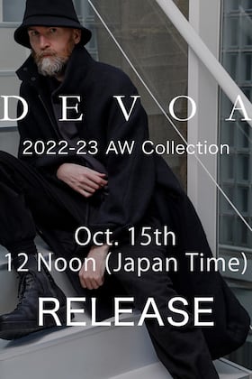 [Release Notice] The last items of the DEVOA 22-23AW collection will be on sale from 10/15(Sat.), at 12:00 noon.