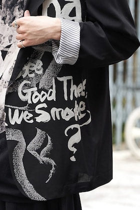 Yohji Yamamoto Discharge Print Jacket and T shirt Style