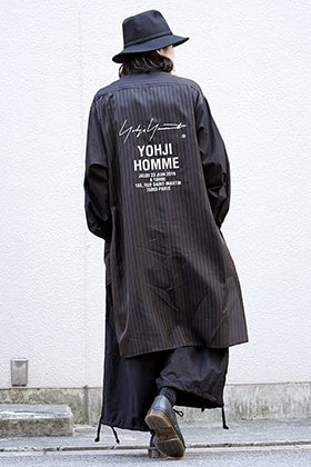 Yohji Yamamoto Striped Cupro Staff Shirt and Tuck Pants