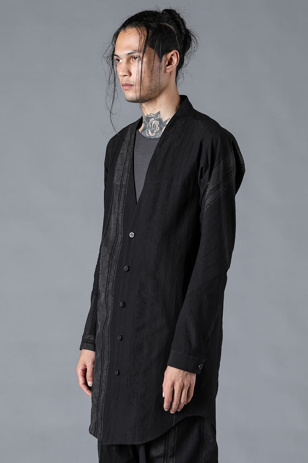 Cracked Random Stripe Jacquard Long Shirt