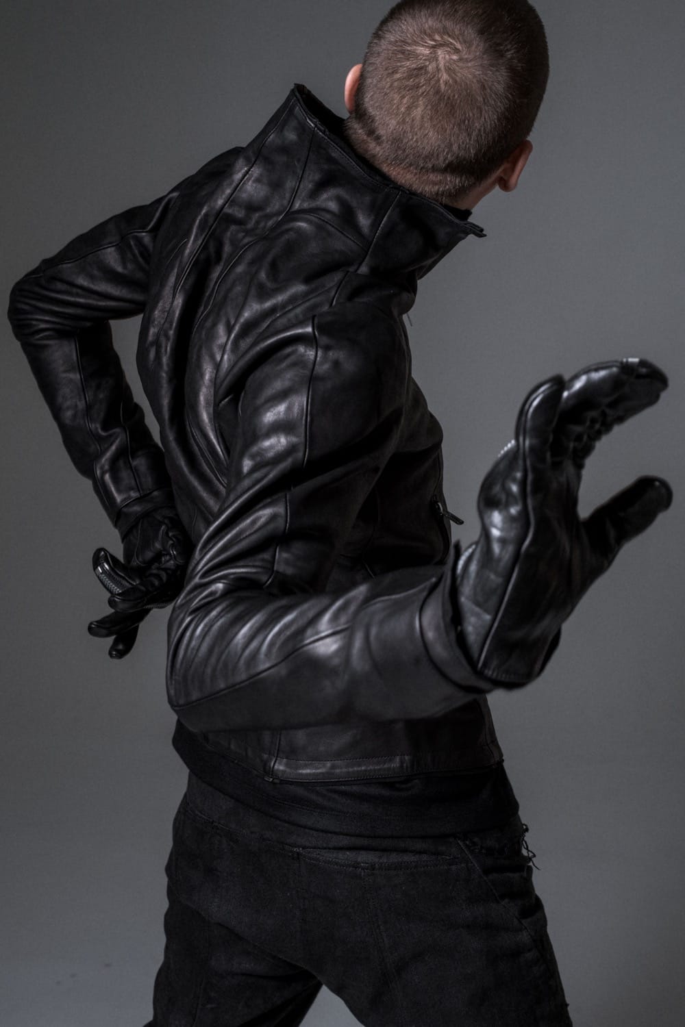 High Neck Leather Jacket
