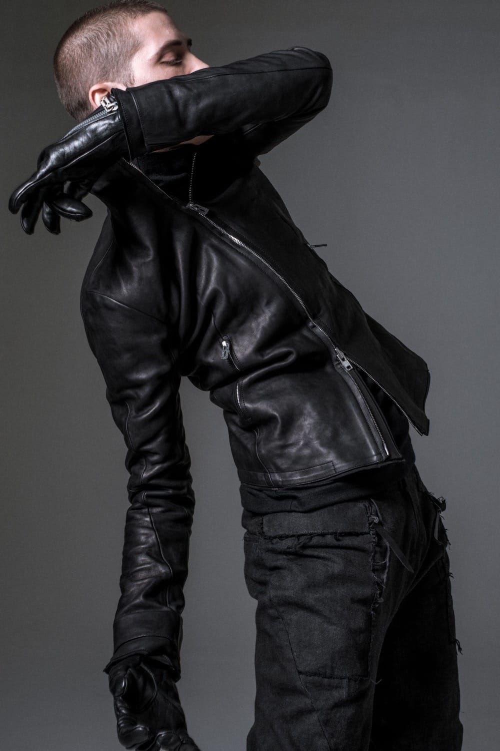 High Neck Leather Jacket