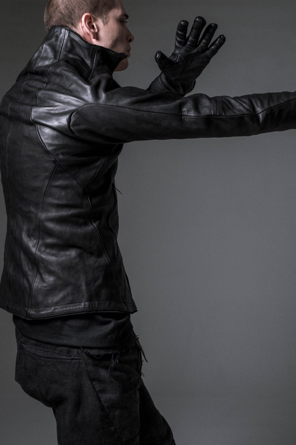 High Neck Leather Jacket