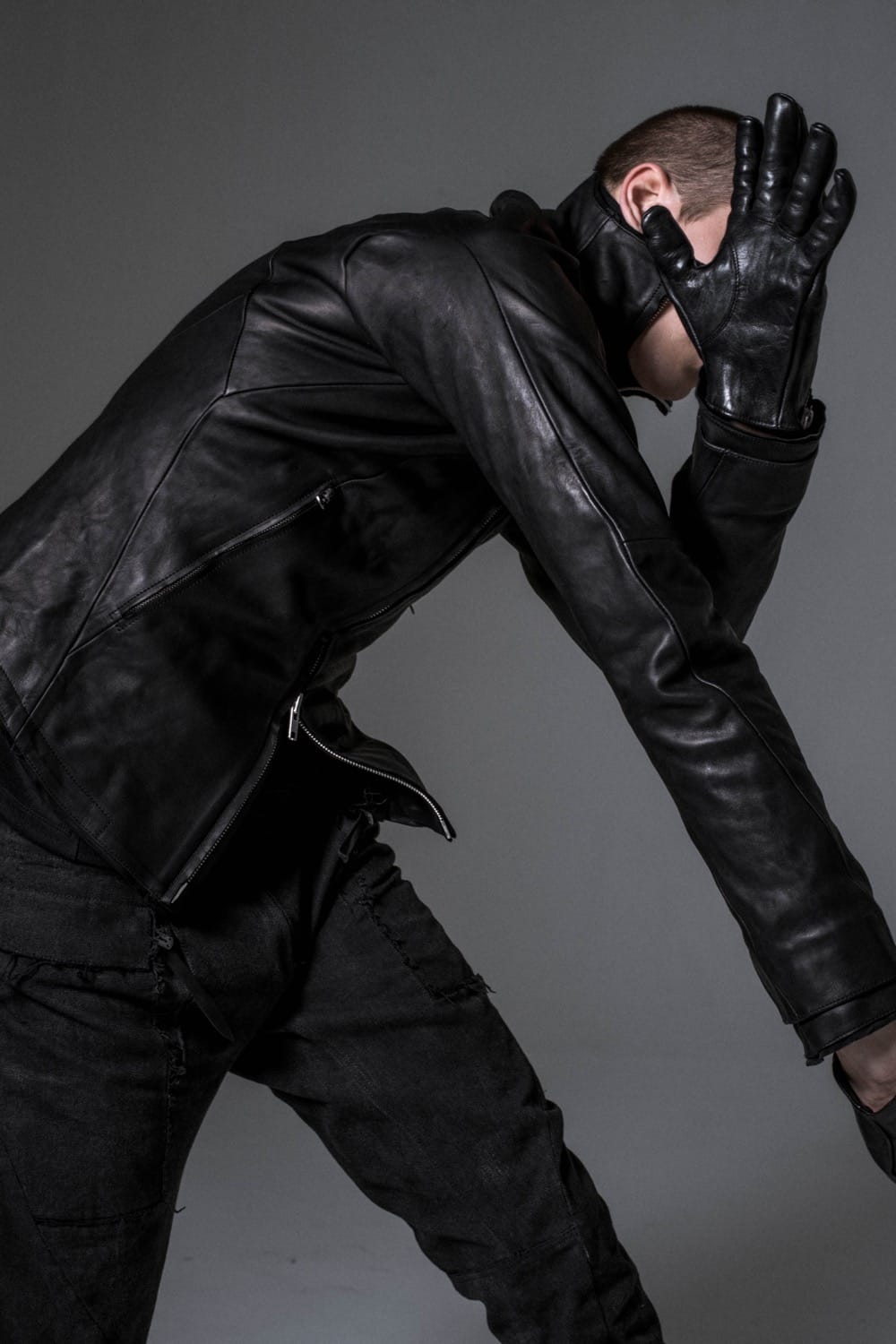 High Neck Leather Jacket
