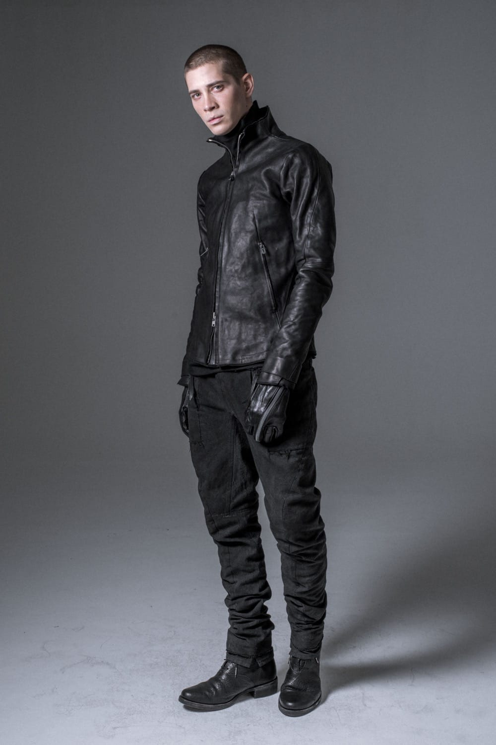 High Neck Leather Jacket