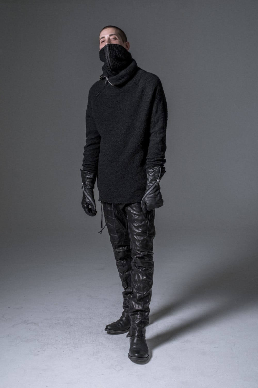 Norway wool dual-layered fabric high neck pullover