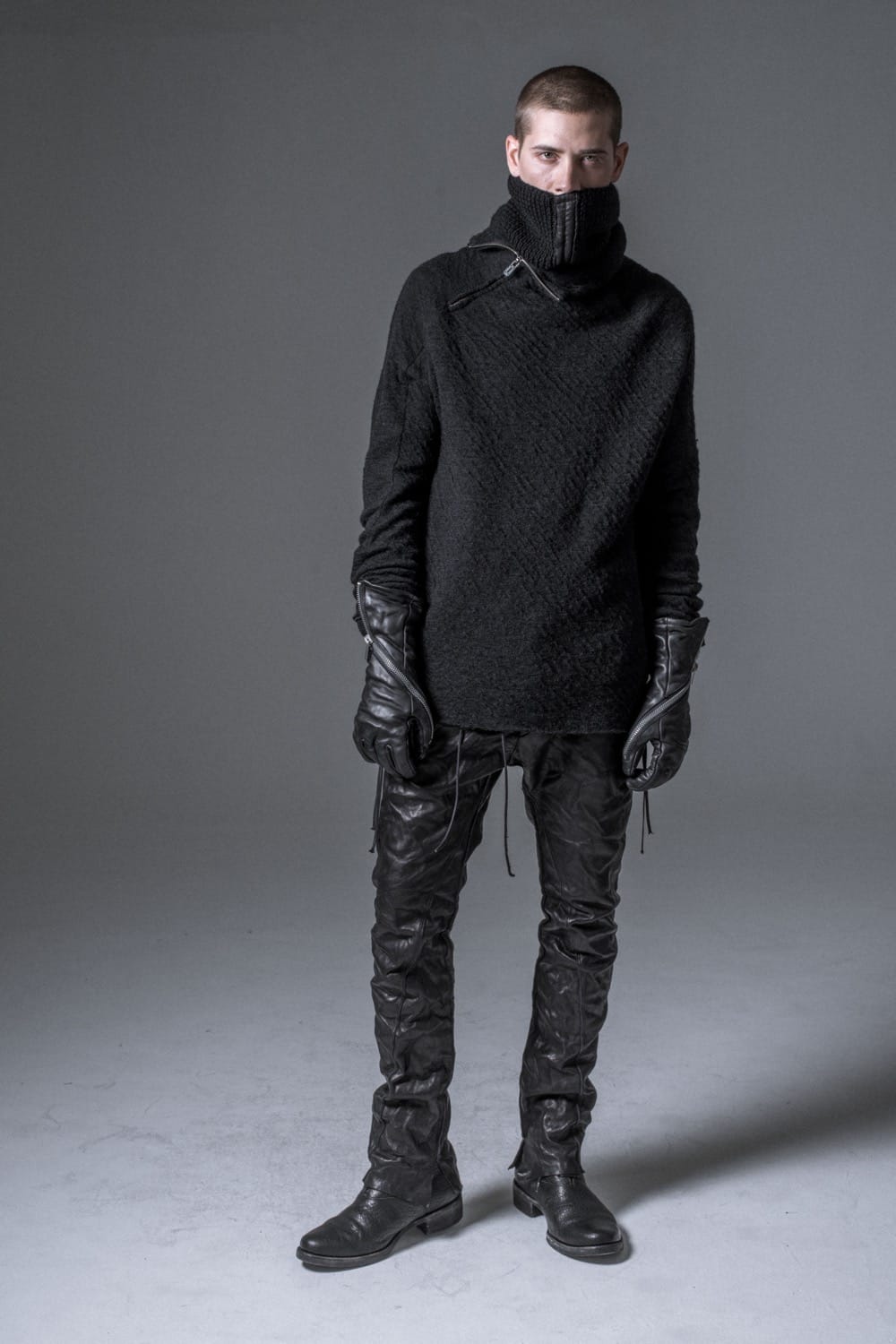 Norway wool dual-layered fabric high neck pullover