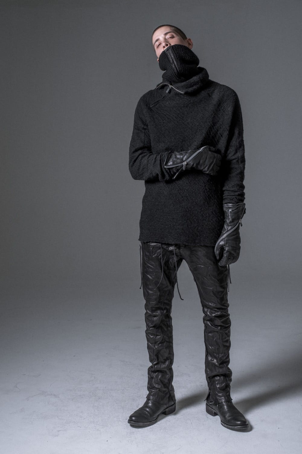 Norway wool dual-layered fabric high neck pullover