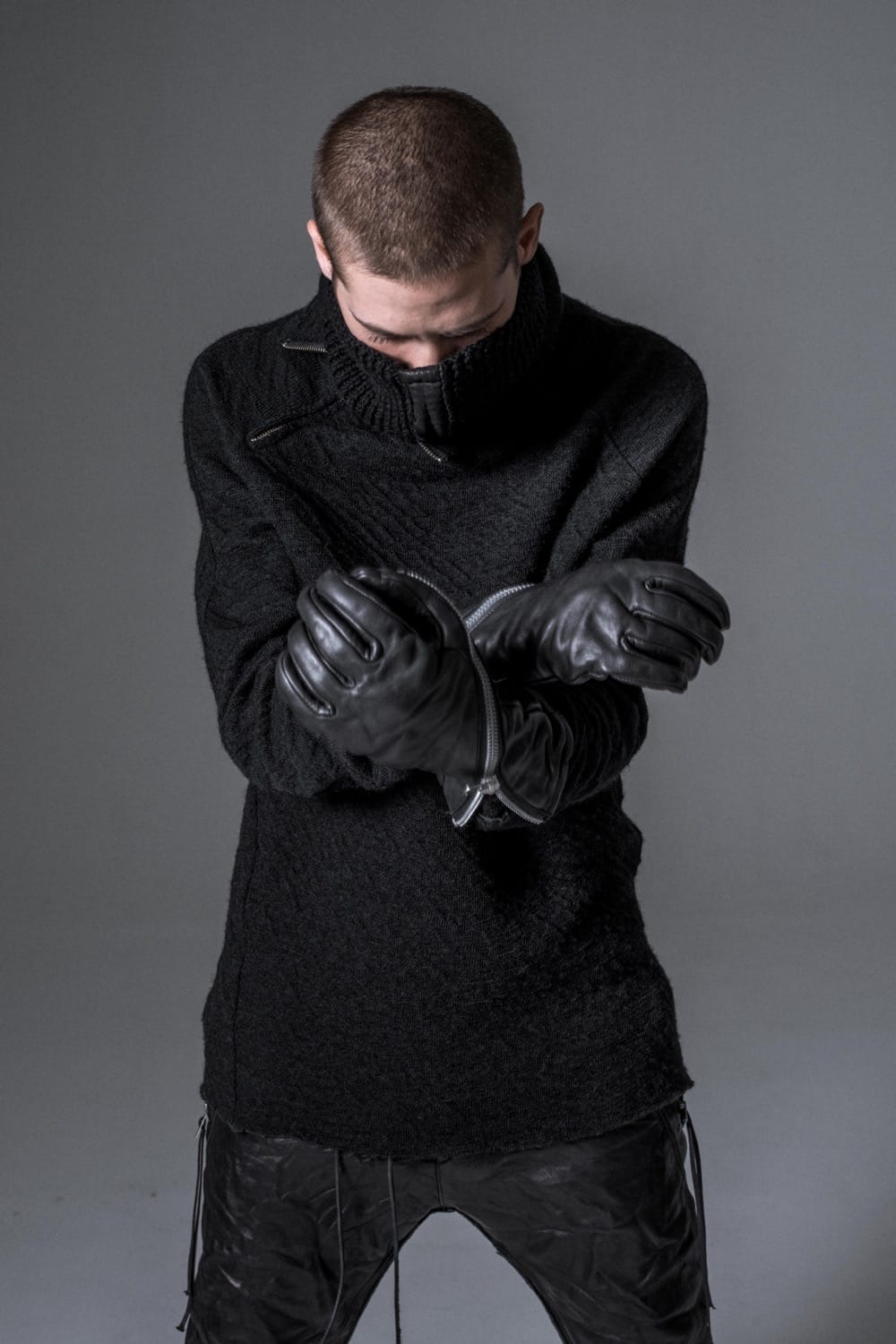 Norway wool dual-layered fabric high neck pullover