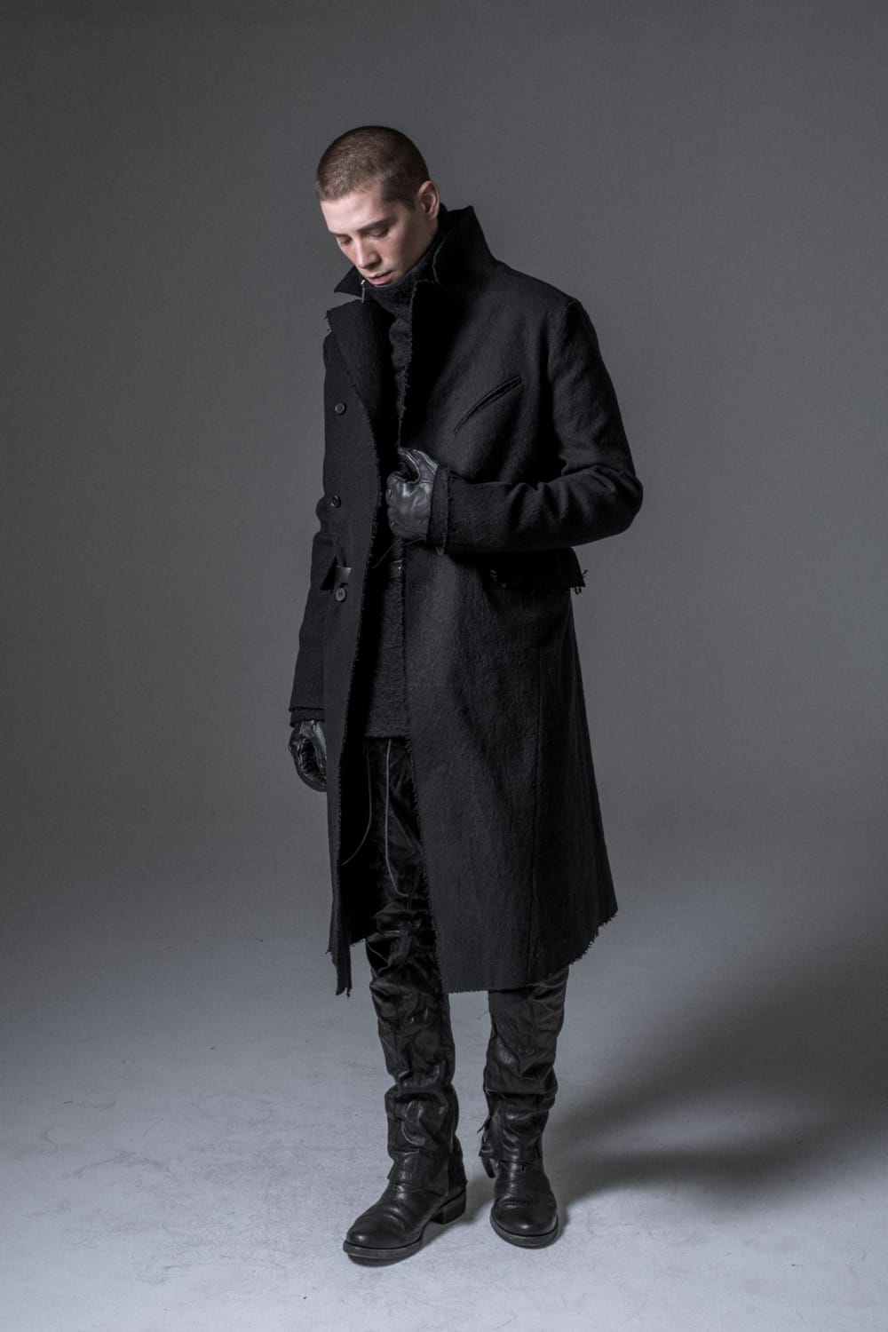 Heavy cotton × linen stretch officer coat