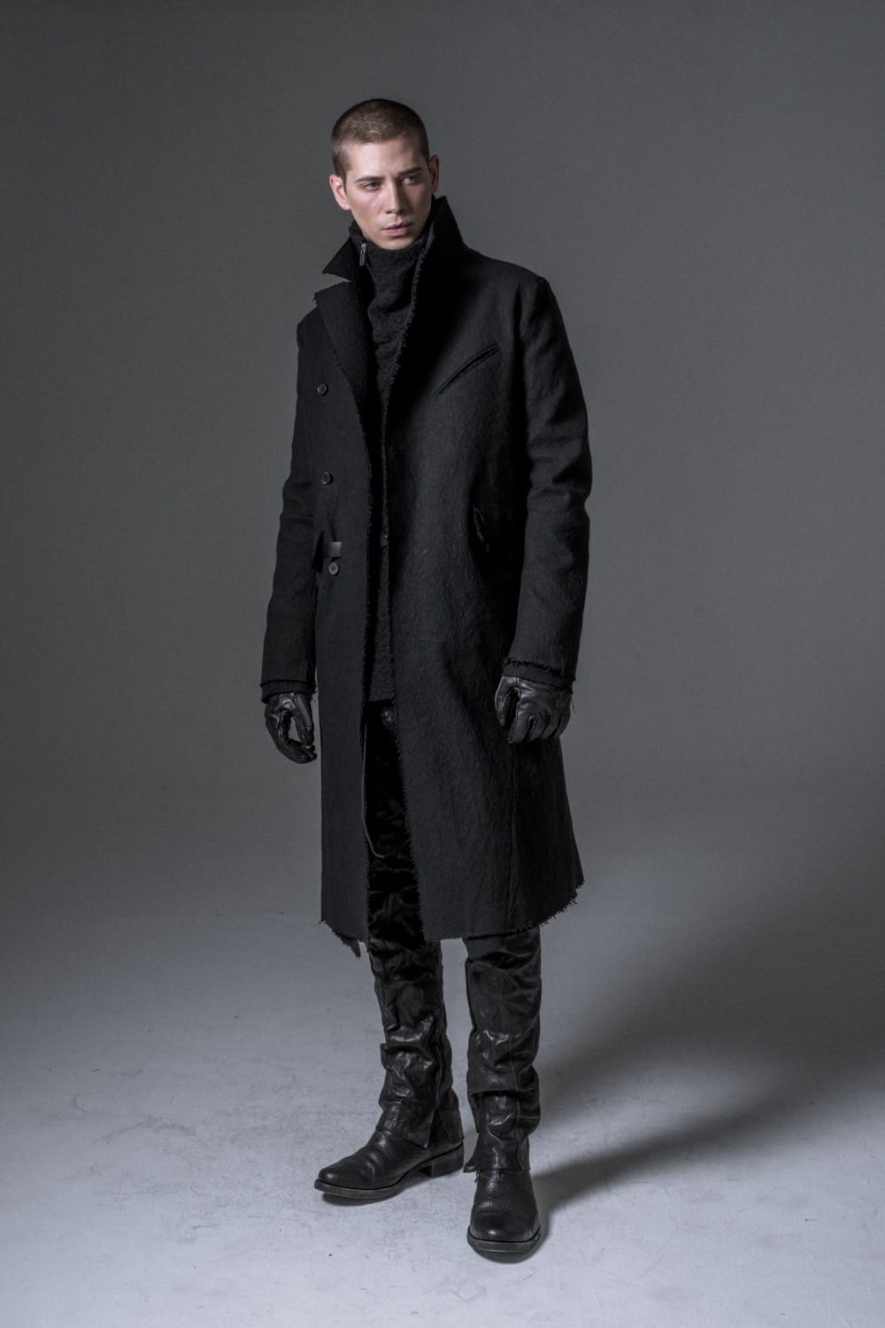 Heavy cotton × linen stretch officer coat