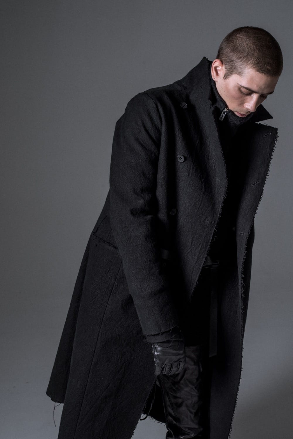 Heavy cotton × linen stretch officer coat