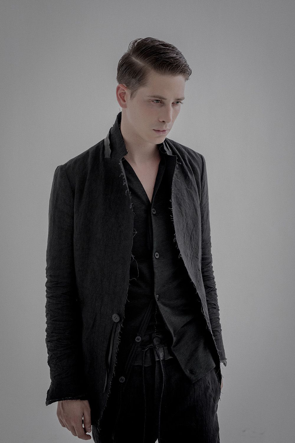 Rough leather x linen tailored Jacket - ST104-0029S
