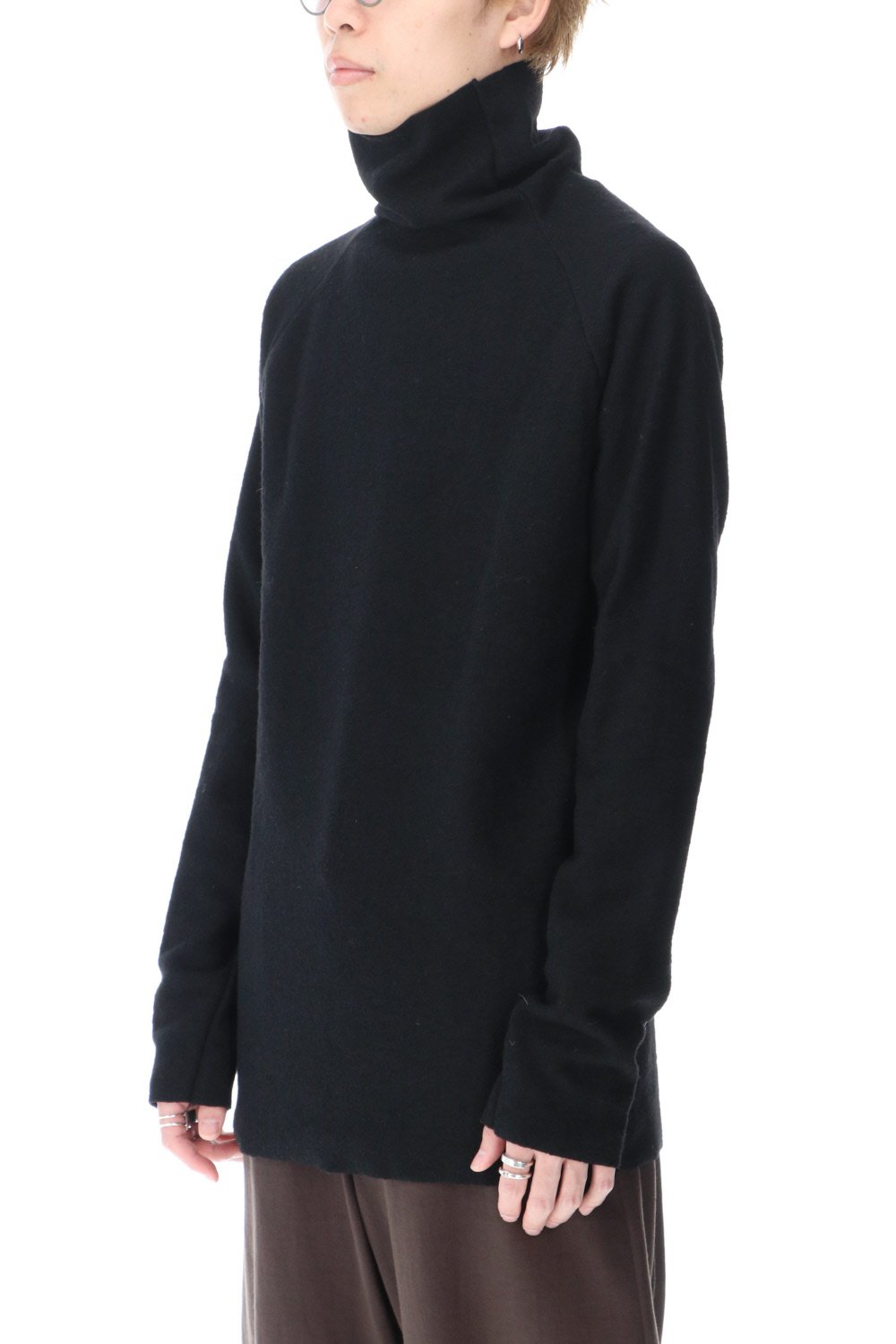 Boucle Bottle Neck Knit Black