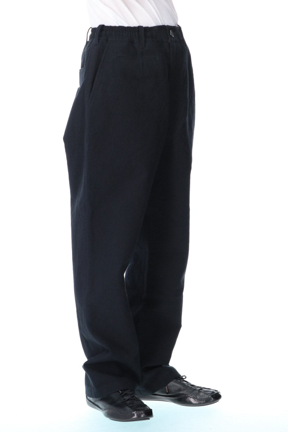 High density Double Cotton  Wide Pants Black