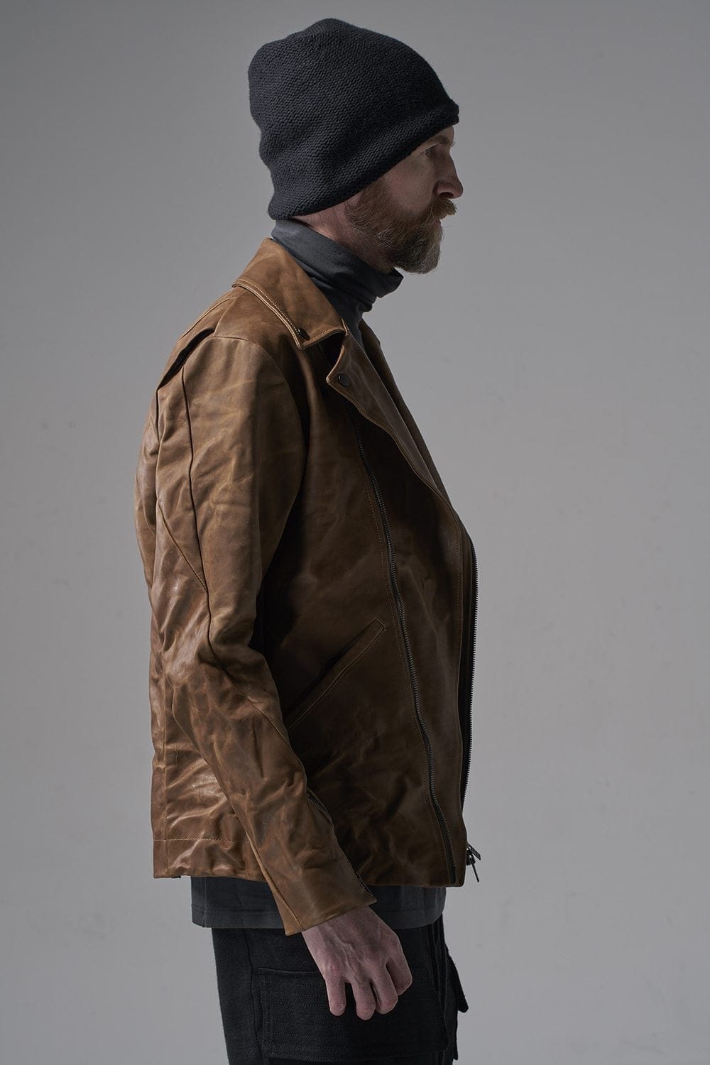 GUIDI Calf Leather Double Riders Jacket Beige