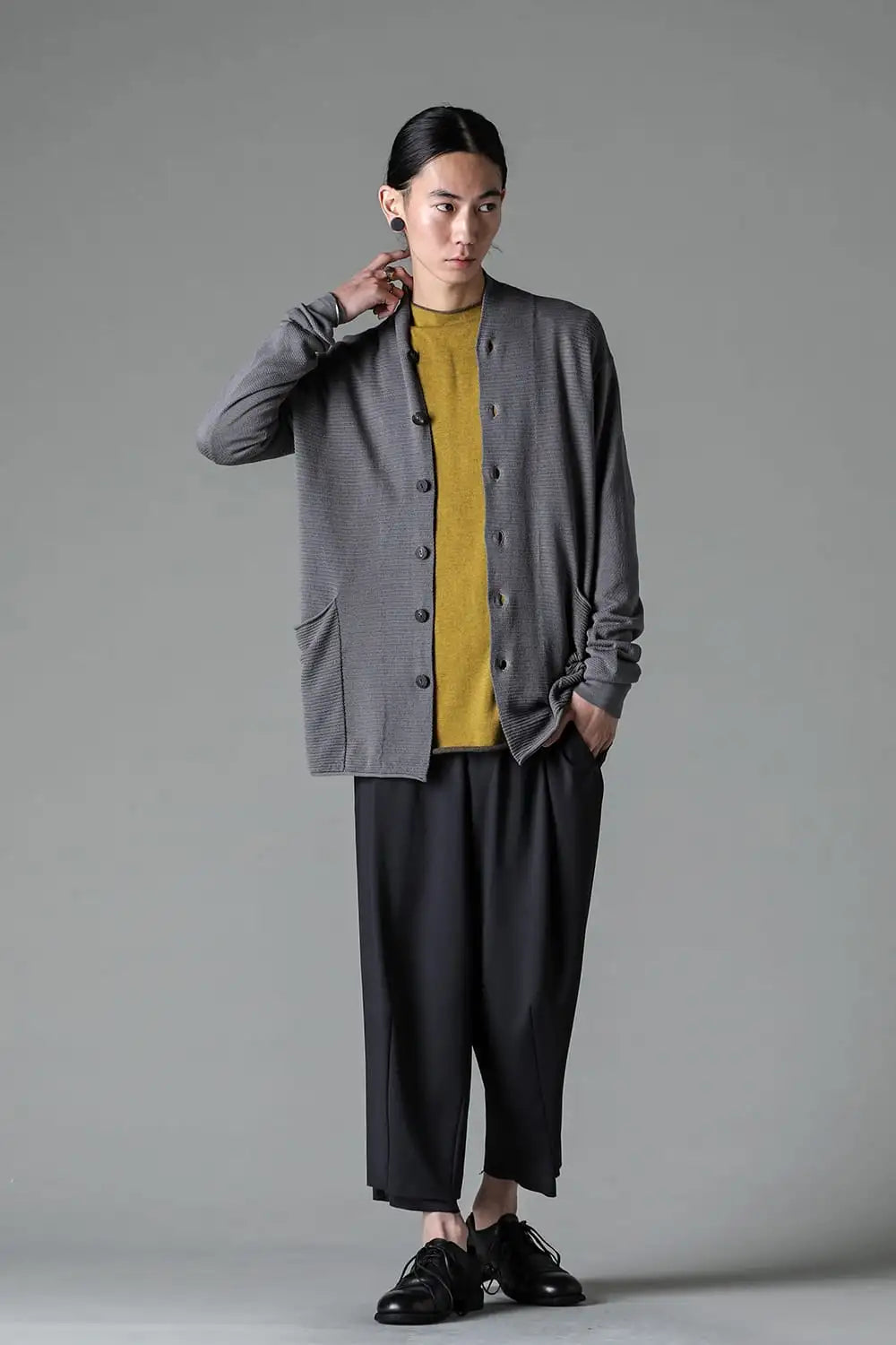 Knit cardigan cotton / linen / silk Gray