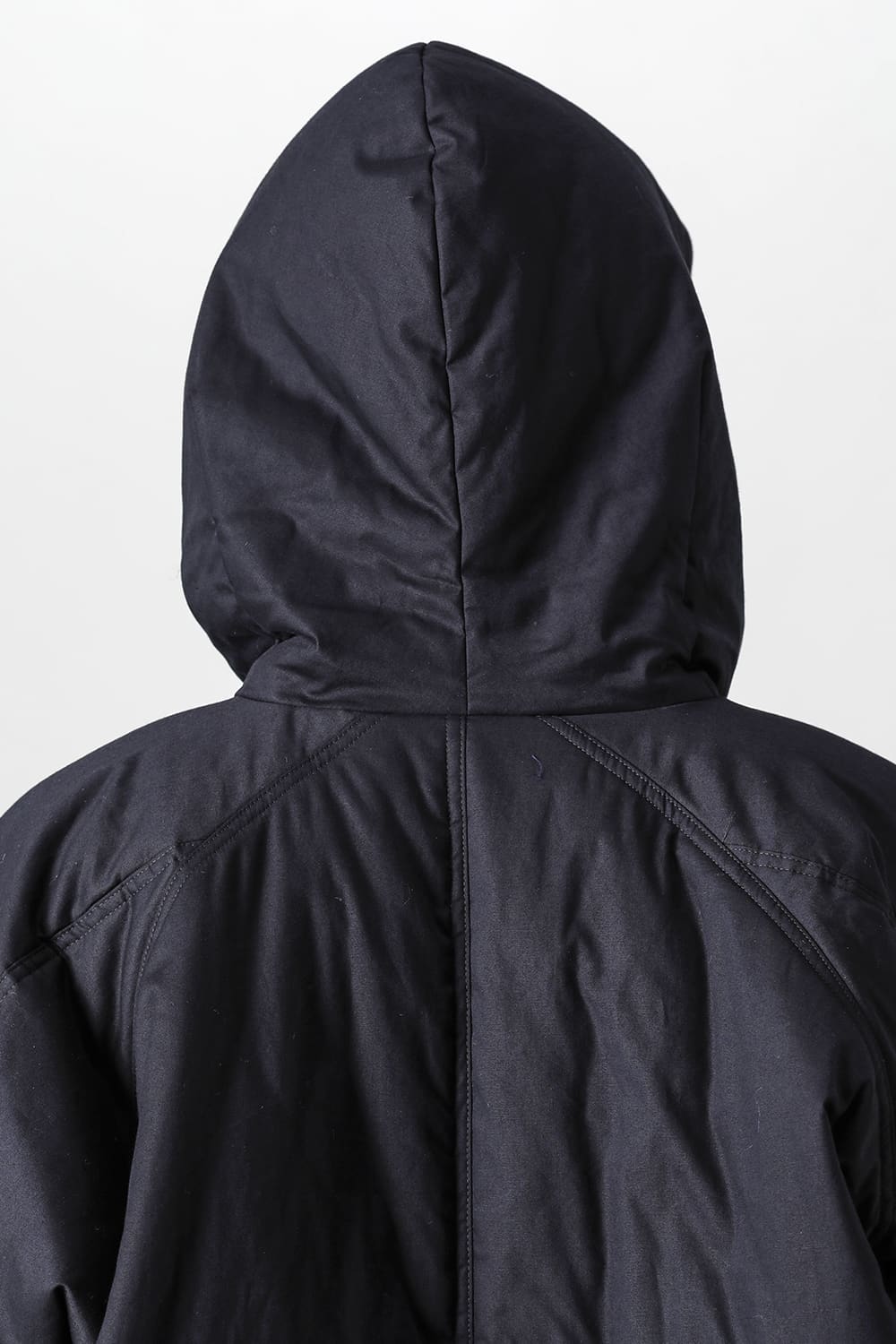 HOODED DUFFLE COAT Water-Repellent Padded Poplin Black