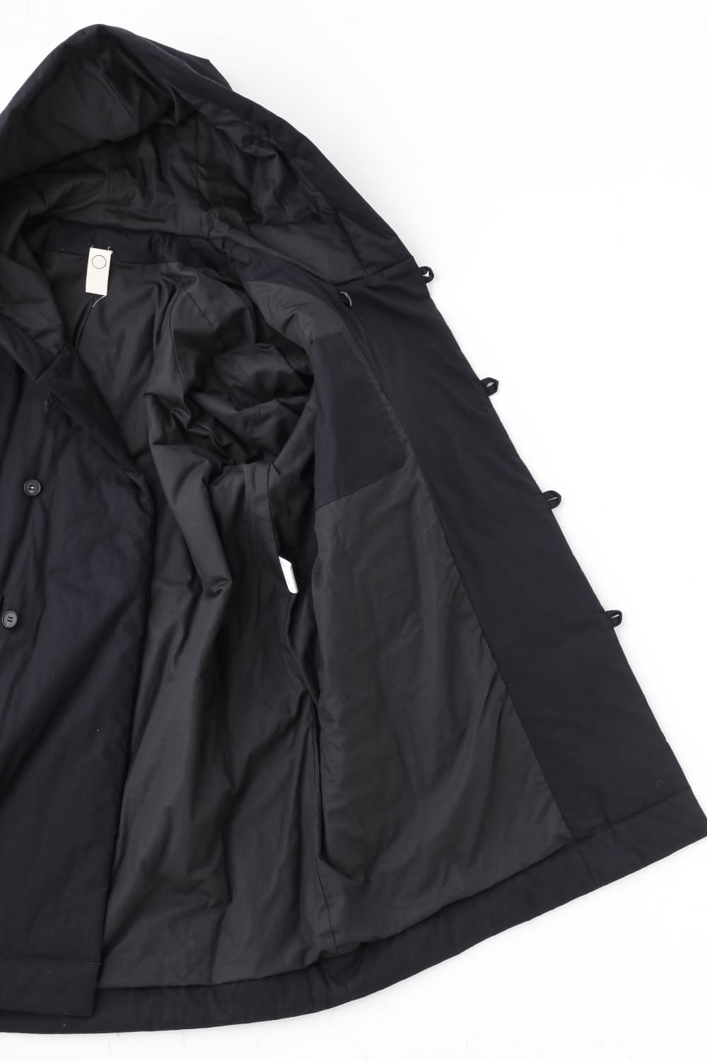 HOODED DUFFLE COAT Water-Repellent Padded Poplin Black