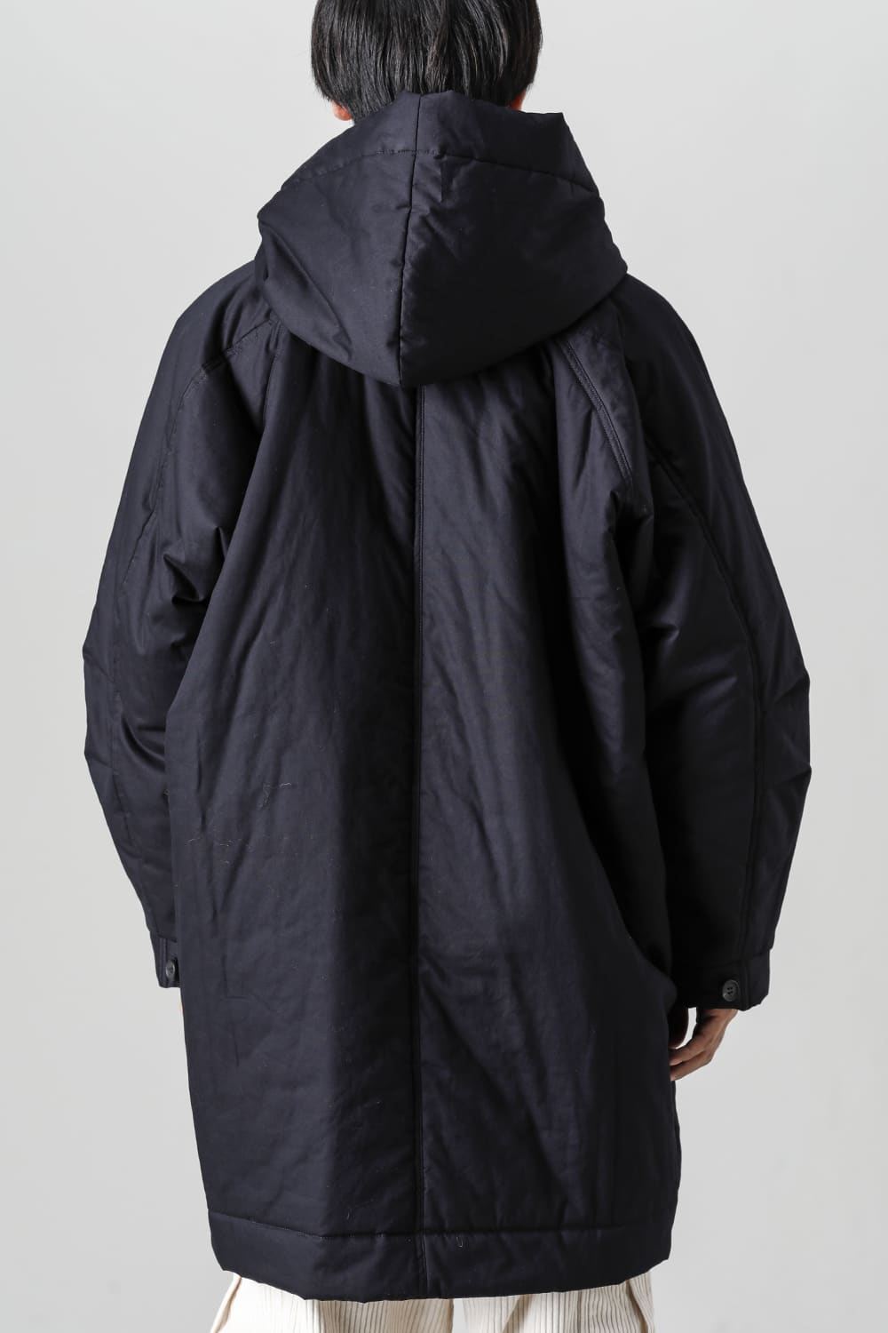 HOODED DUFFLE COAT Water-Repellent Padded Poplin Black