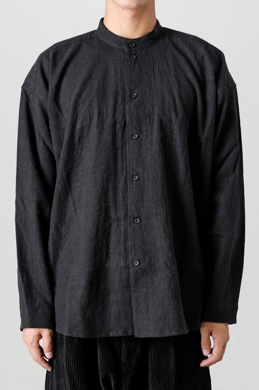 STAND COLLAR SHIRT Boiled Cloth  Black