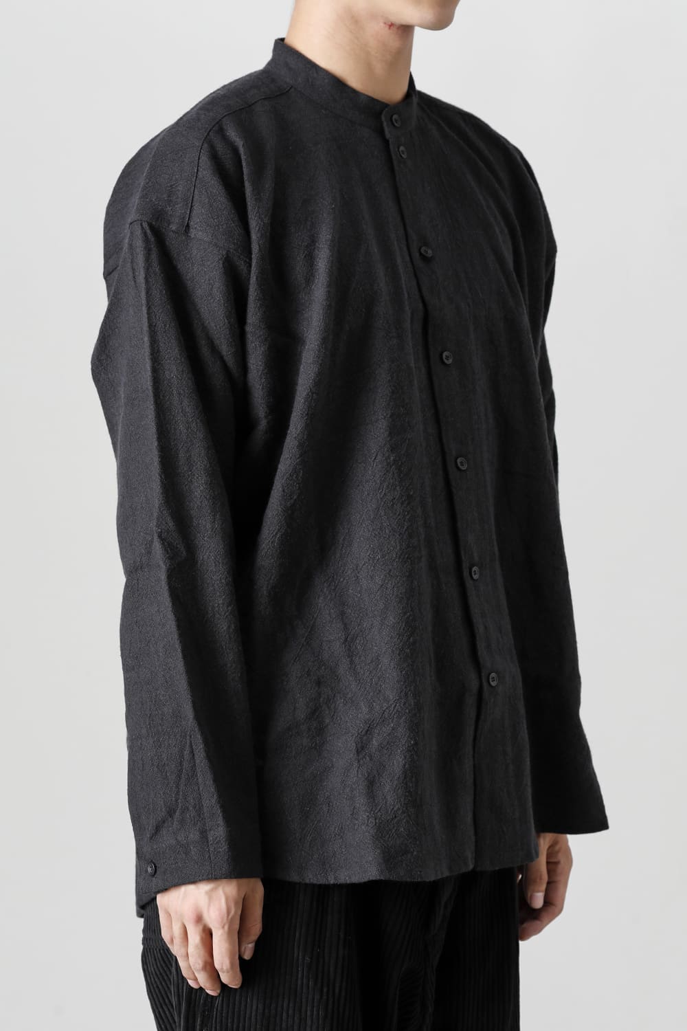 STAND COLLAR SHIRT Boiled Cloth  Black