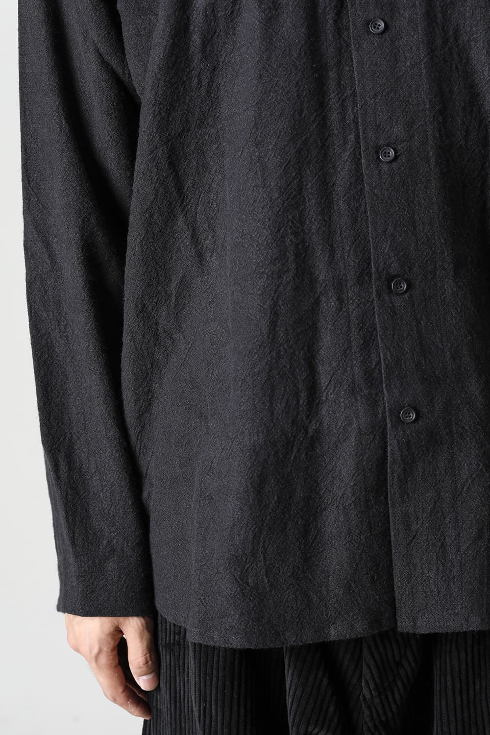 STAND COLLAR SHIRT Boiled Cloth  Black