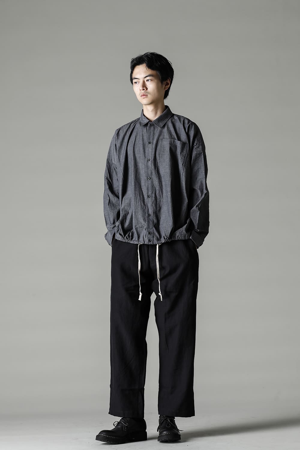 CHINO TROUSERS Wool Flax Twill Black