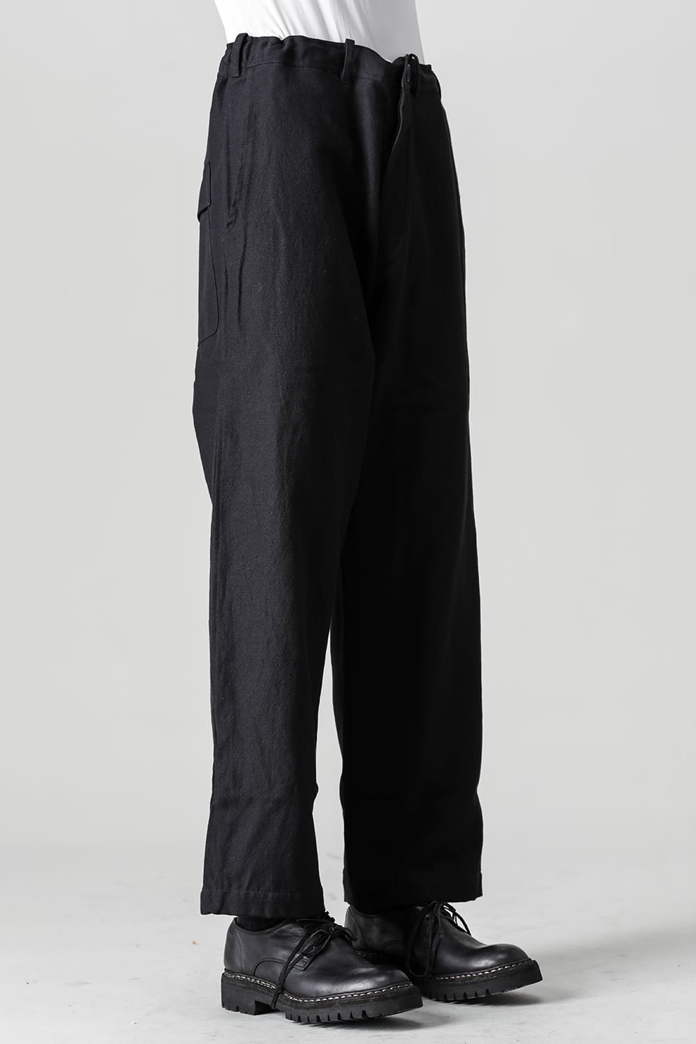 CHINO TROUSERS Wool Flax Twill Black