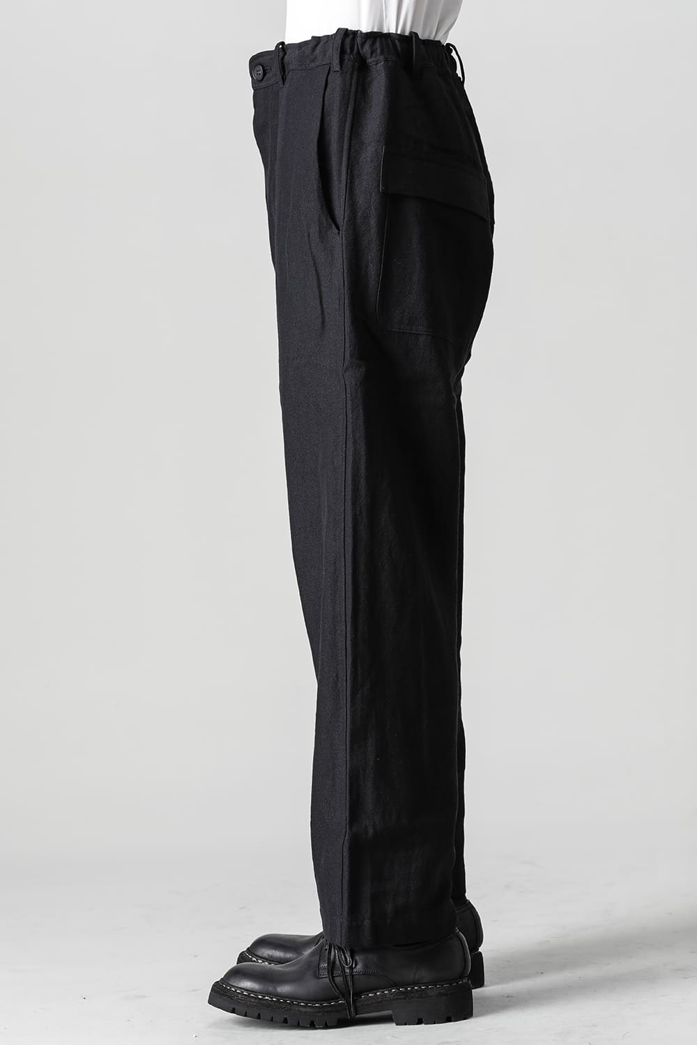 CHINO TROUSERS Wool Flax Twill Black