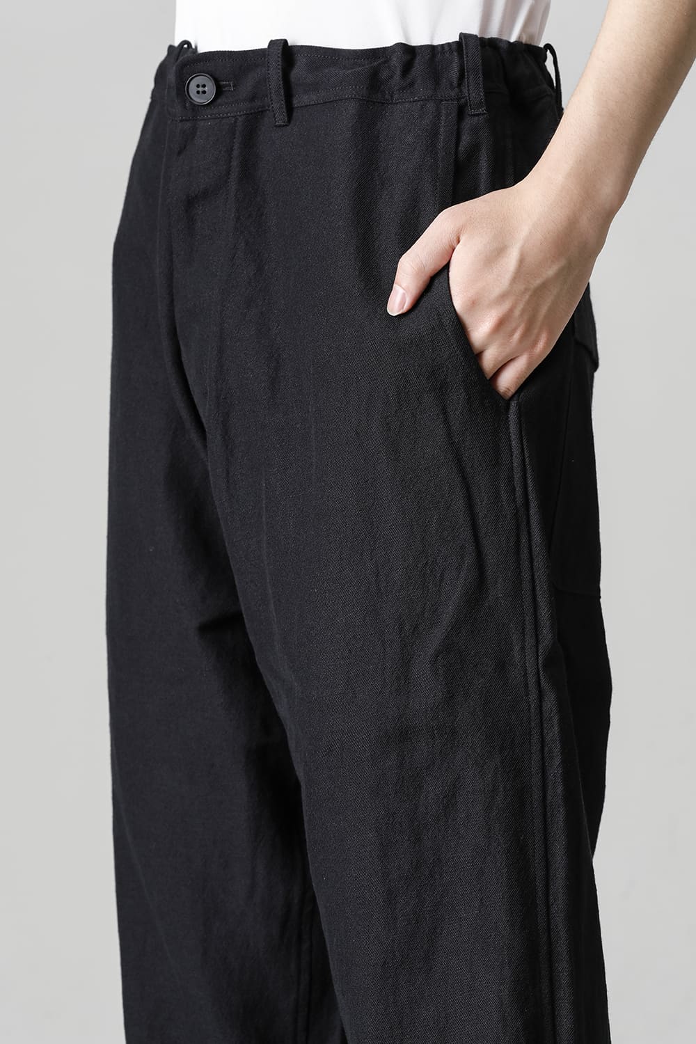 CHINO TROUSERS Wool Flax Twill Black