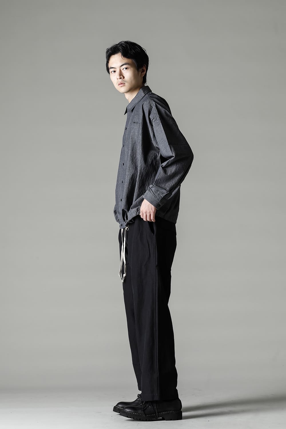 CHINO TROUSERS Wool Flax Twill Black