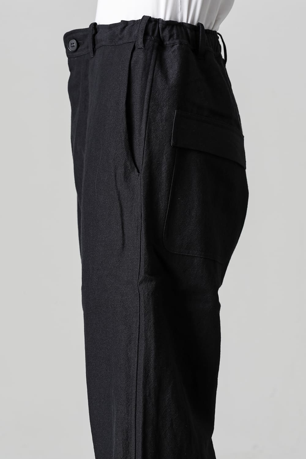 CHINO TROUSERS Wool Flax Twill Black