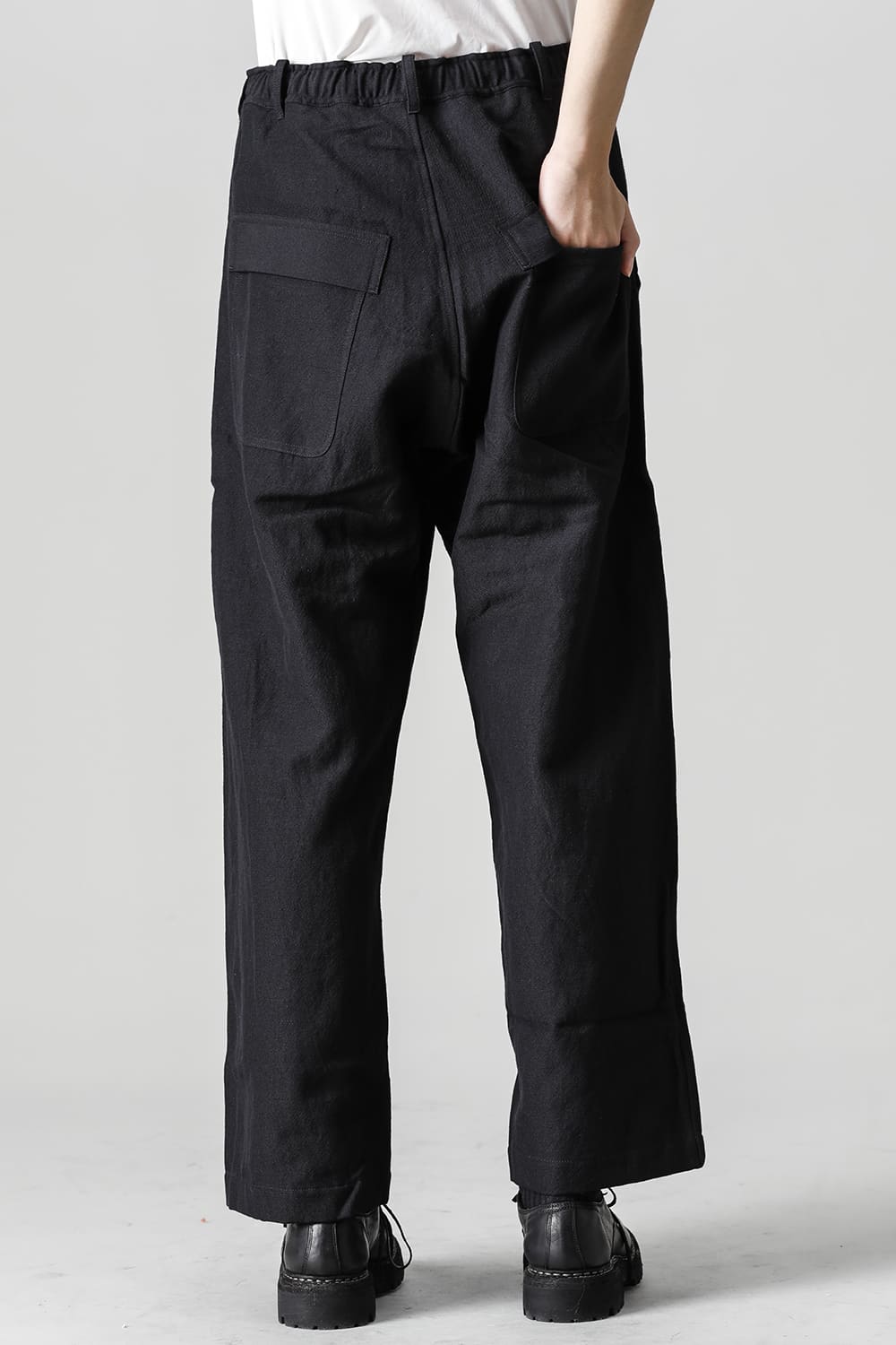 CHINO TROUSERS Wool Flax Twill Black