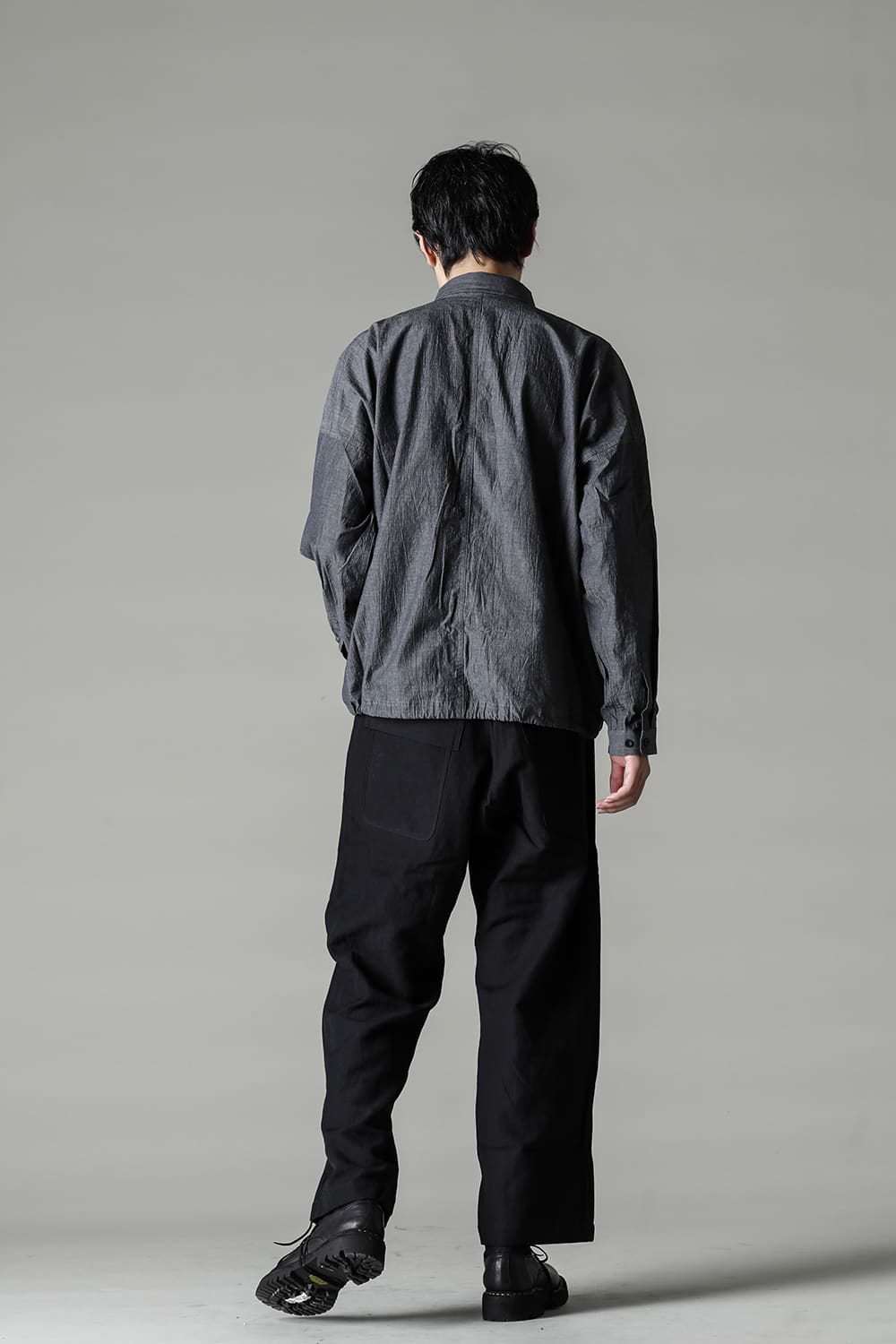 CHINO TROUSERS Wool Flax Twill Black