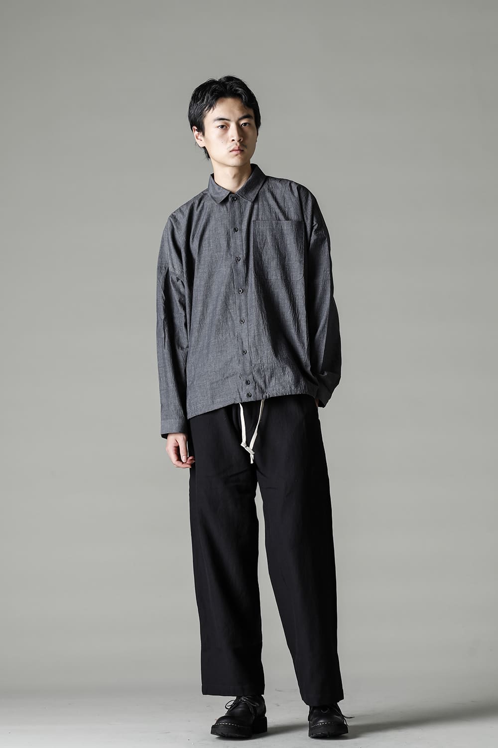 CHINO TROUSERS Wool Flax Twill Black